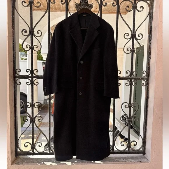 Loro Piana Men’s 100% Cashmere Charcoal Grey Overcoat Made In Italy